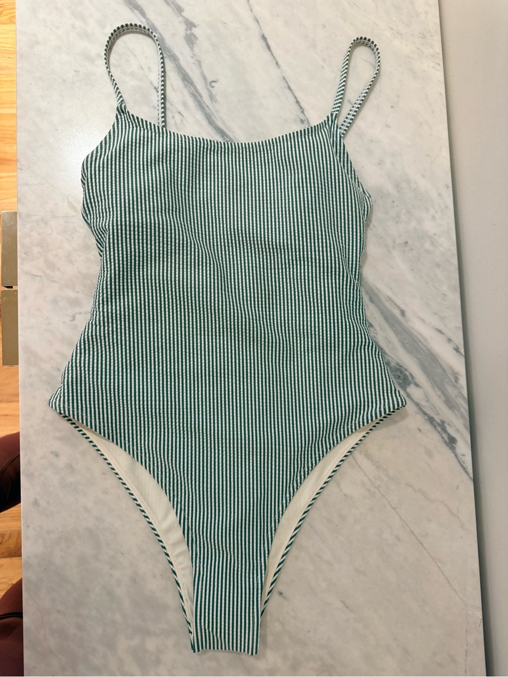 Zulu & Zephyr Green and White Striped One-Piece Swimsuit